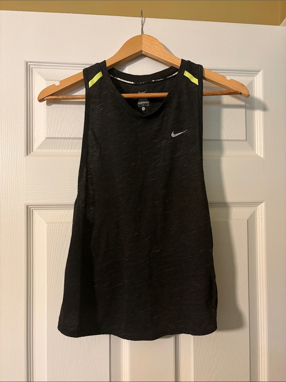 Nike Women’s Black Tank with Neon Yellow Shoulder Tabs